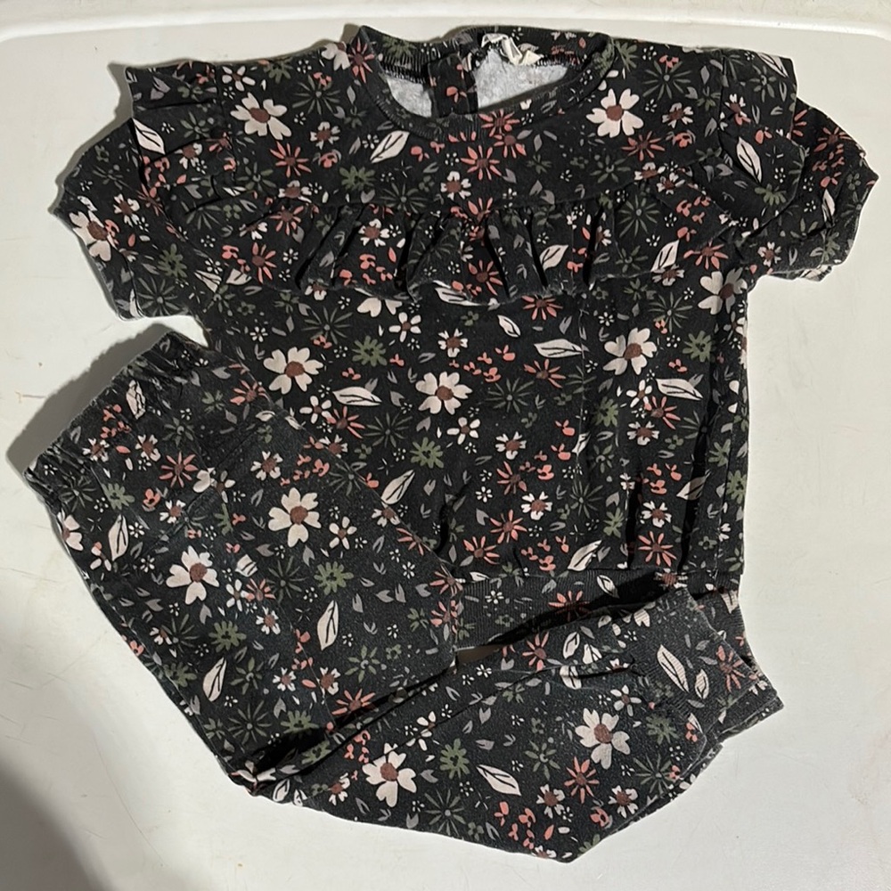 Jessica Simpson Dark Floral Baby Outfit